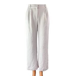 Abercrombie & Fitch Women's White Pleated High Waist Wide Leg Trousers Pants 24